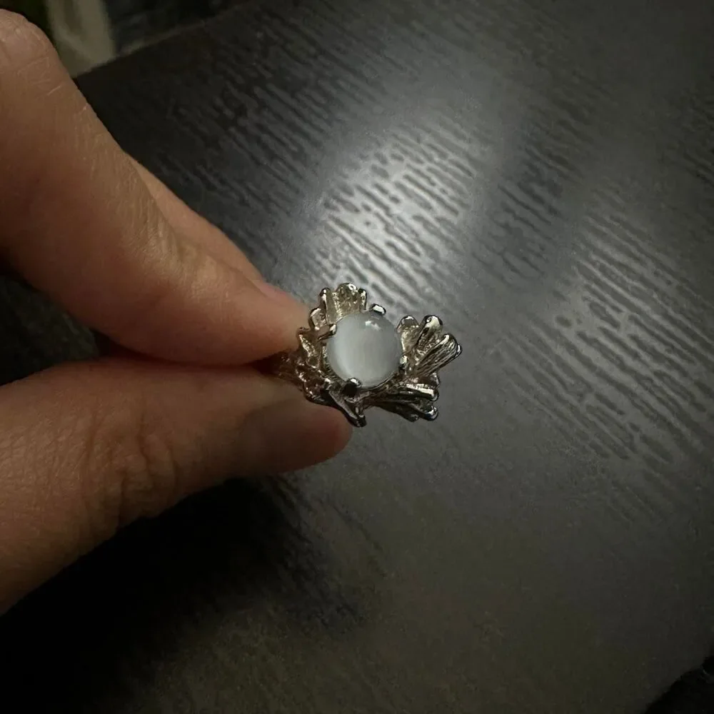 Chunky Silver Ring with Moonstone